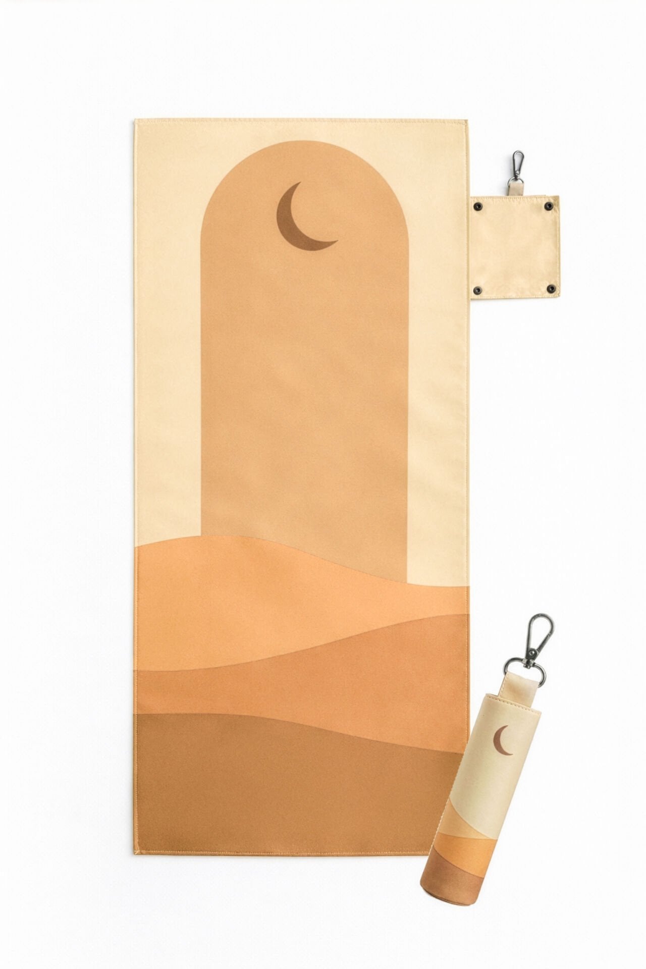 Waterproof travel prayer mat sajadah with bag charm in desert sand by Sedels
