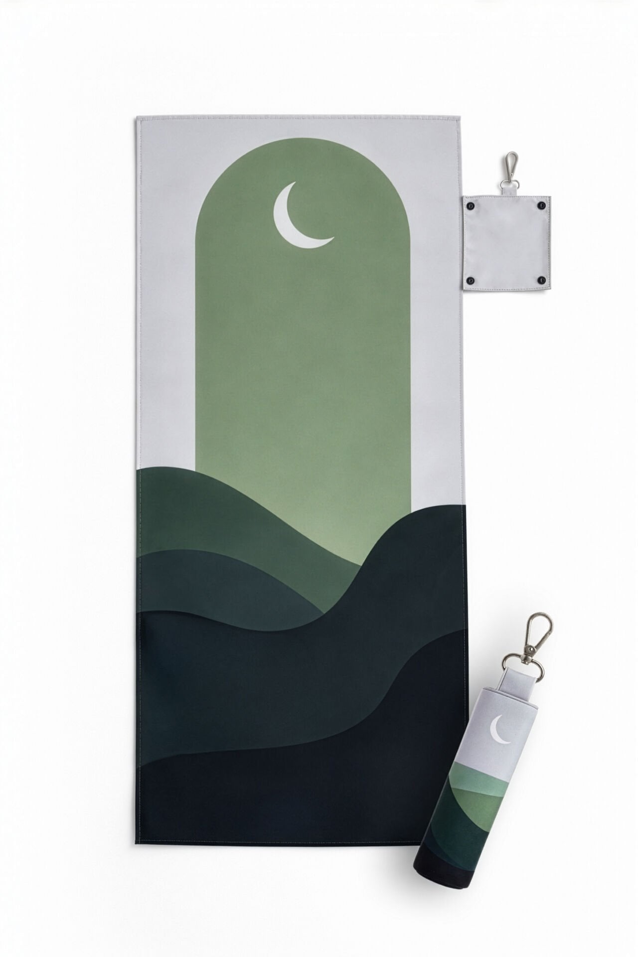Waterproof travel prayer mat sajadah with bag charm in forest green by Sedels