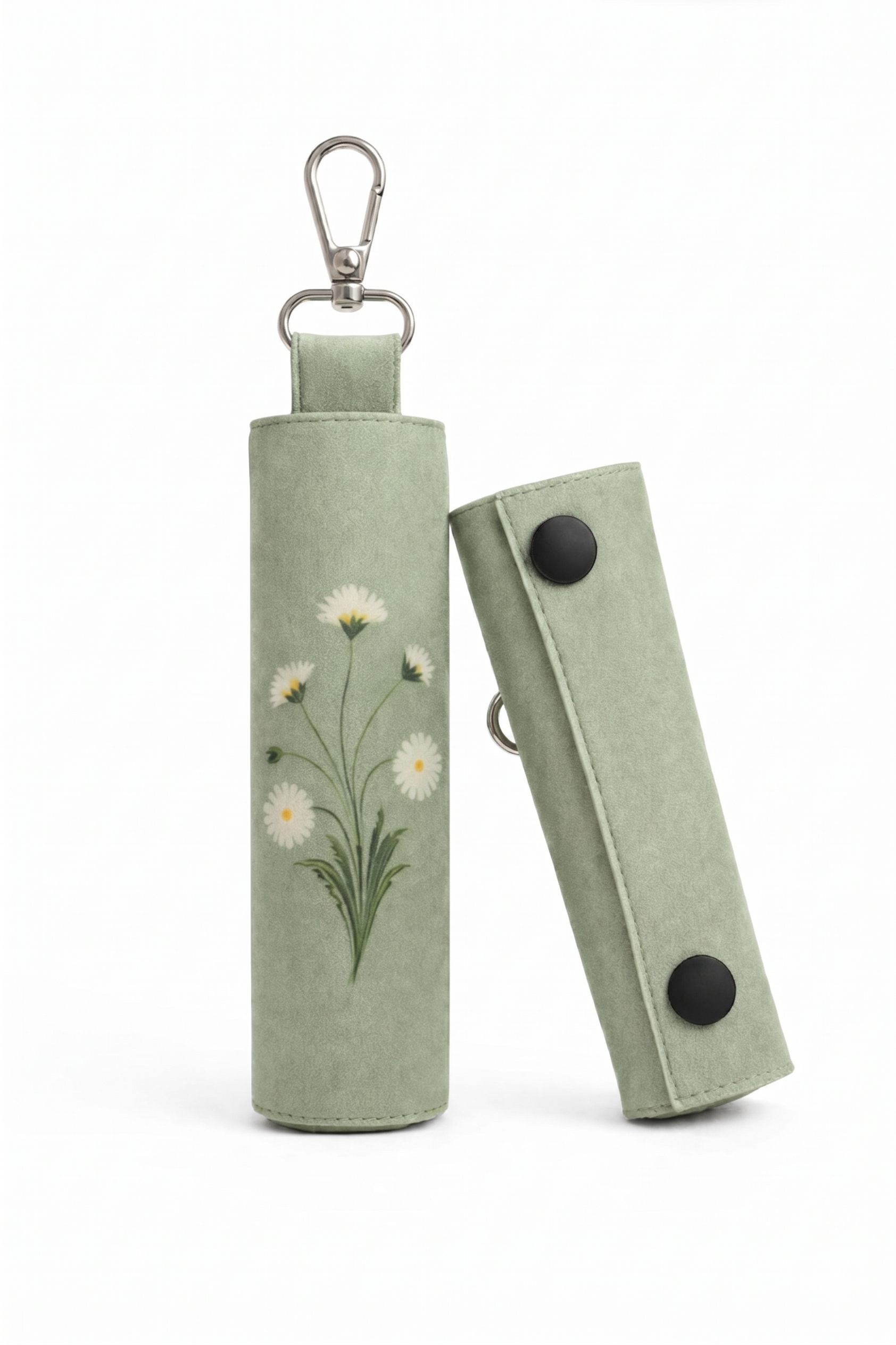 Waterproof travel prayer mat sajadah with bag charm in green daisy floral design by Sedels