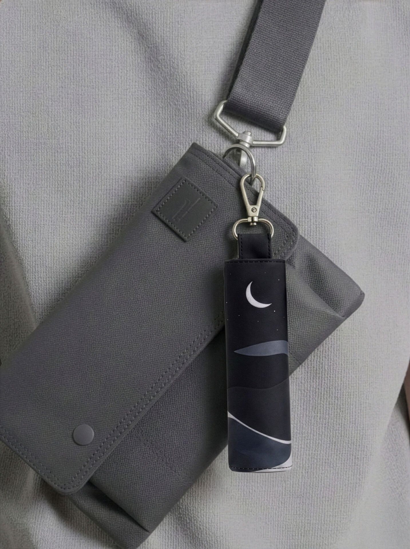 Waterproof travel prayer mat sajadah with bag charm in midnight black by Sedels
