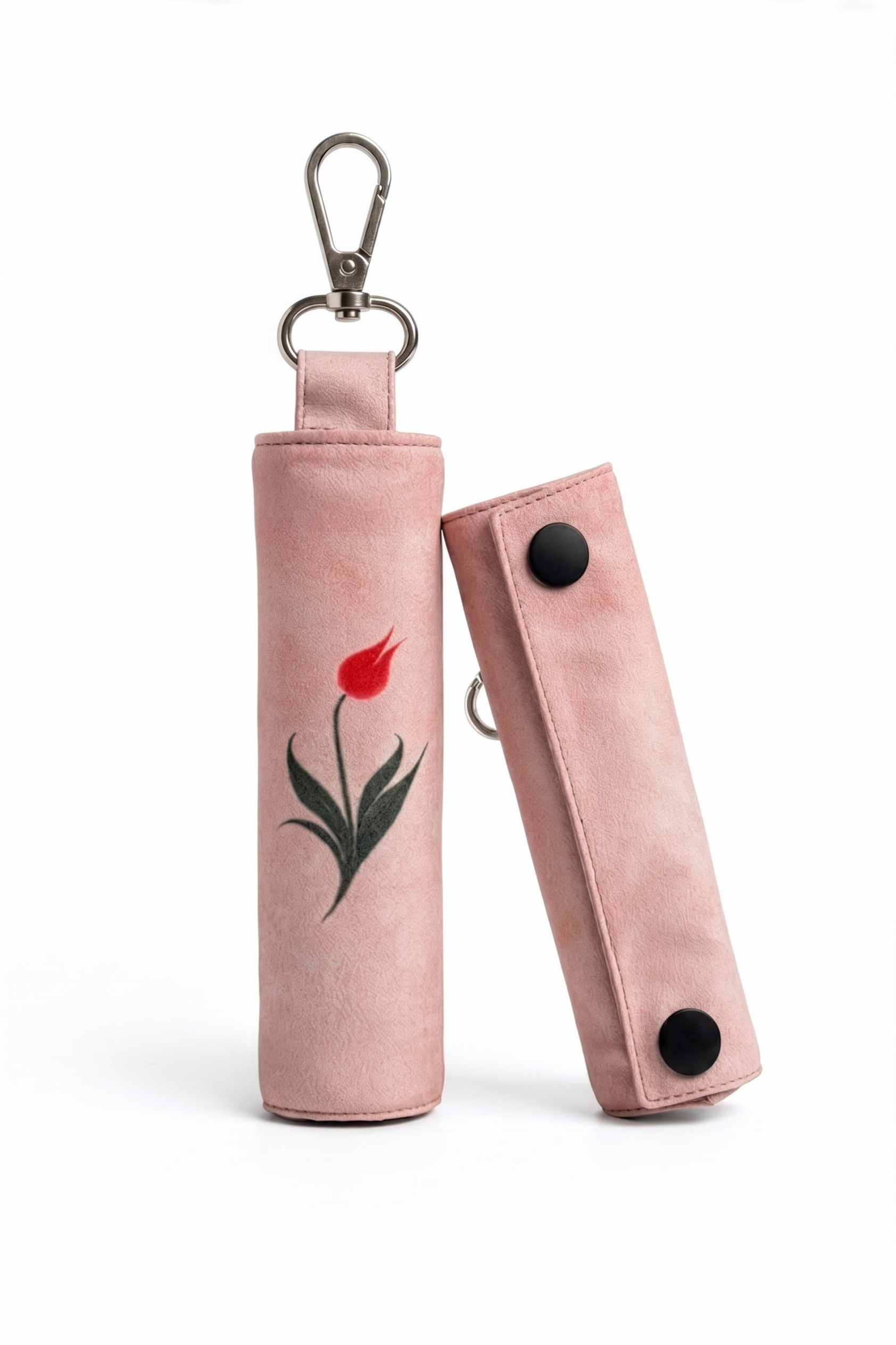 Waterproof travel prayer mat sajadah with bag charm in pink tulip floral design by Sedels