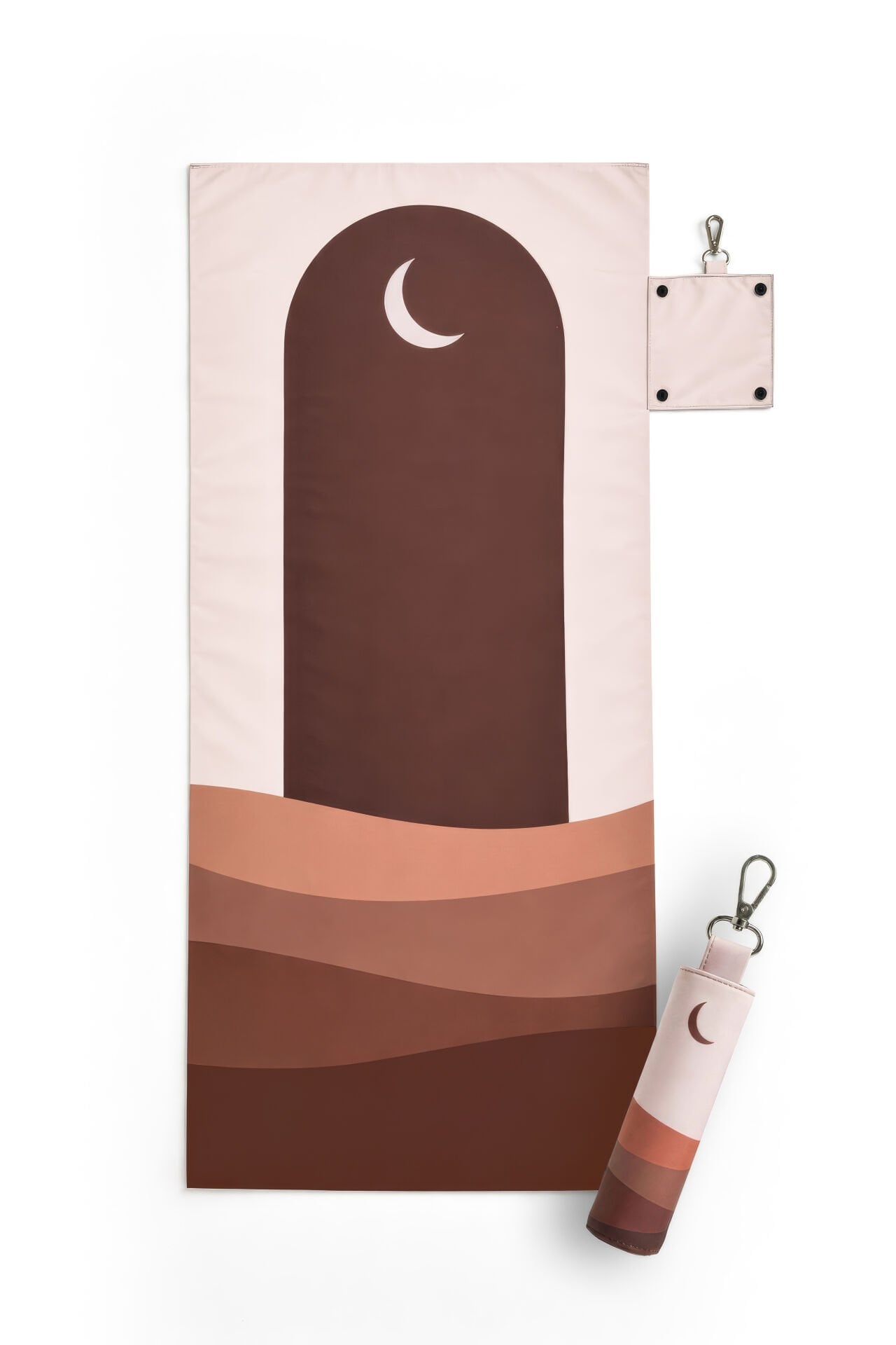 Waterproof travel prayer mat sajadah with bag charm in earth brown by Sedels