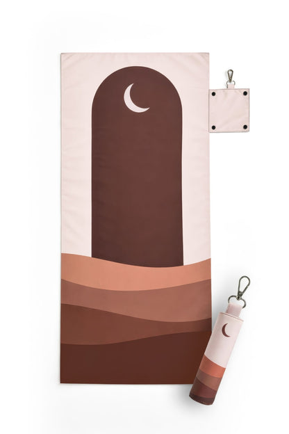 Waterproof travel prayer mat sajadah with bag charm in earth brown by Sedels