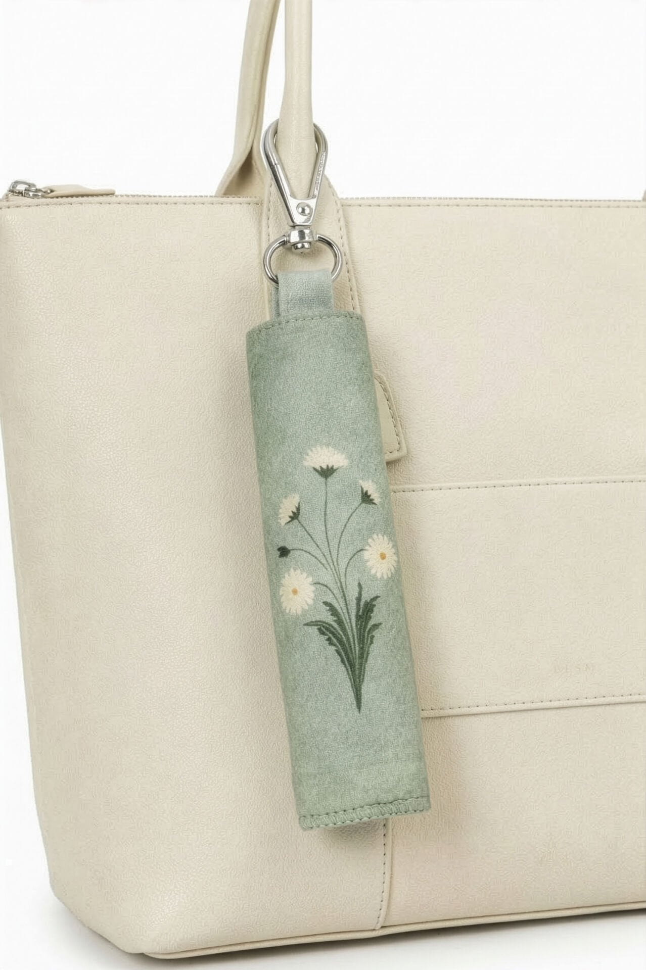 Waterproof travel prayer mat sajadah with bag charm in green daisy floral design by Sedels